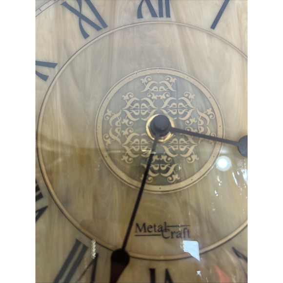 Working Metal Craft Marble Face/stained Glass Look Wall Clock Quartz Movement - Picture 3 of 6